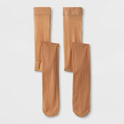 Girls' 2pk High Waisted Pantyhose - Cat & Jack™ Honey Beige 7-10