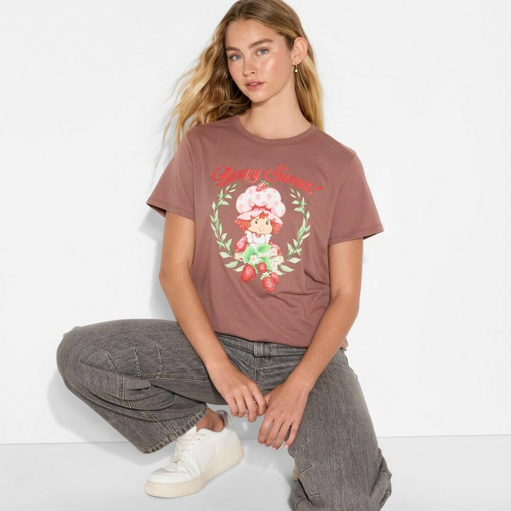 Women's Strawberry Shortcake Berry Sweet Short Sleeve Graphic T-Shirt - Brown S