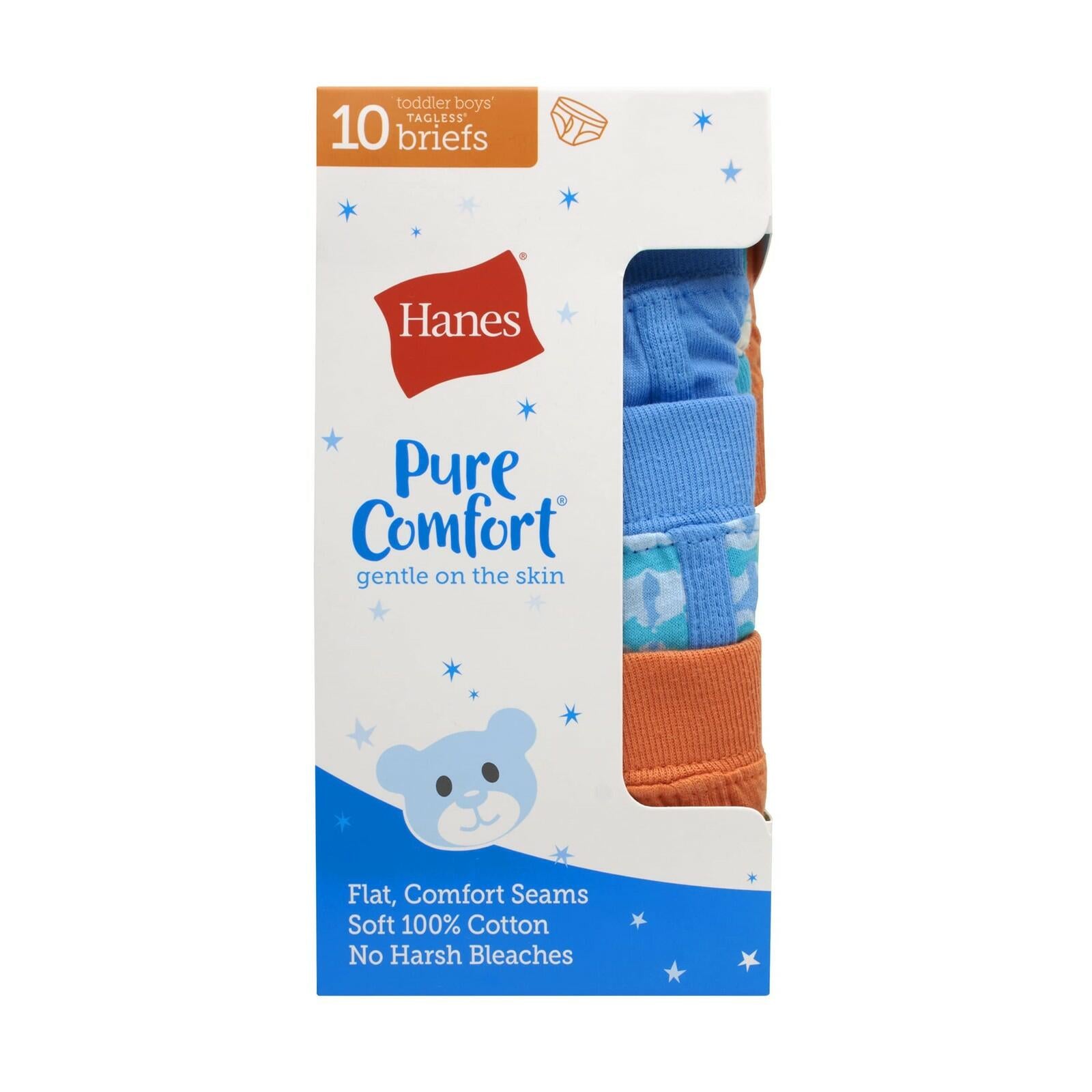 Hanes Toddler Boys' Underwear, 100% Cotton Brief Underwear 10-Pack, Assorted, 4T