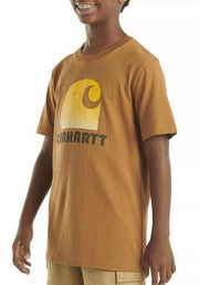 Carhartt, Big Boys Youth Logo 'C' T-Shirt, Brown - Youth Medium (10/12)