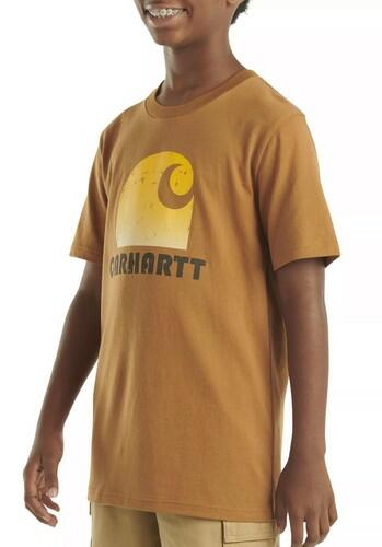 Carhartt, Big Boys Youth Logo 'C' T-Shirt, Brown - Youth Medium (10/12)