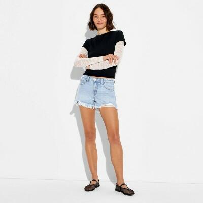 Women's Denim Mid-Rise Cut-Off Shorts - Wild Fable™ Light Wash 0