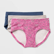 Women's 3pk Cotton Stretch Hipster Underwear - Auden™ Rose/White/Blue S