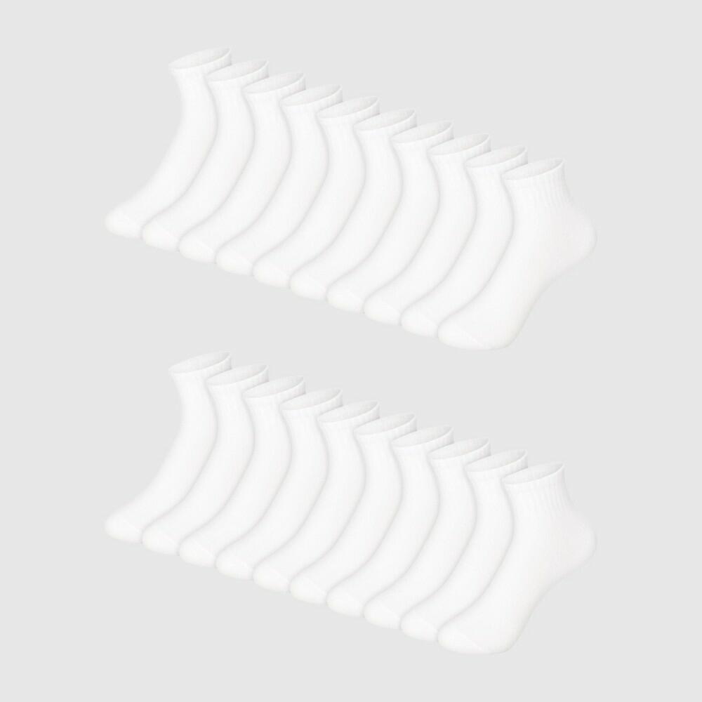 Hanes Boys' 20pk Ankle Socks - White M