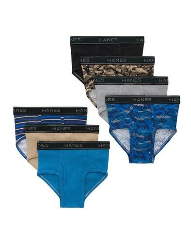 Hanes Comfort Flex Boys' Brief Underwear, Prints & Solids, 7-Pack Assorted XL