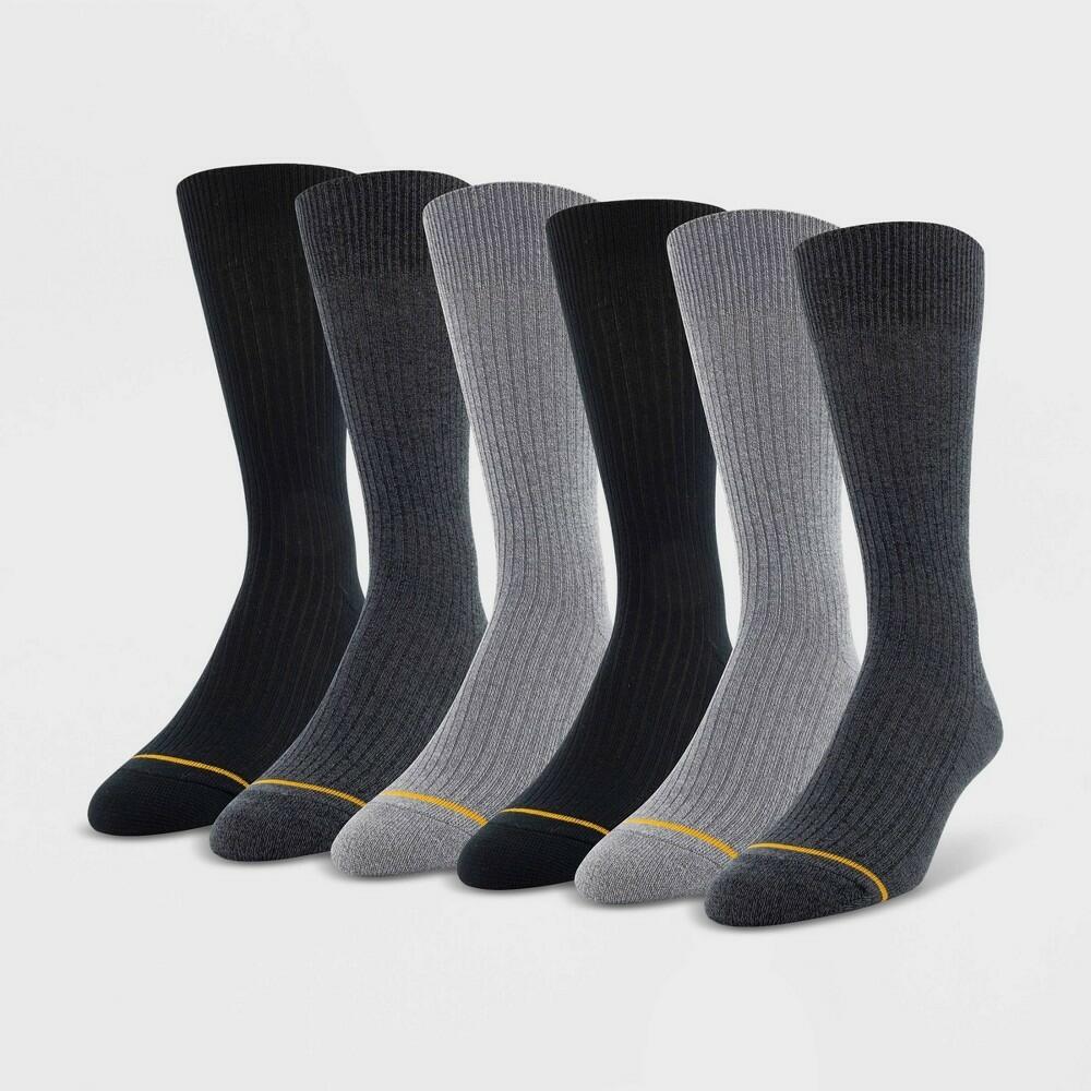 Signature by GOLDTOE Men's Repreve All Season Rib Crew Socks 6pk - Gray - 6-12.5