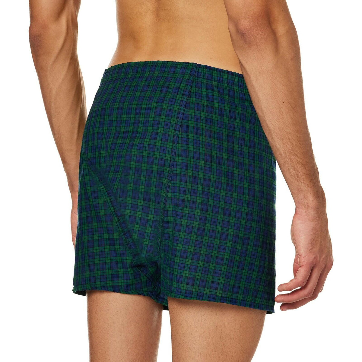 Hanes Men's 2-Pack Inside Exposed Waistband Woven Boxers, Tartan Plaid, Large