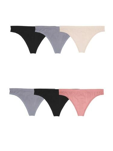 Fruit of the Loom Women's No Show Seamless Thong - 6 Pack - Colors May Vary, 5