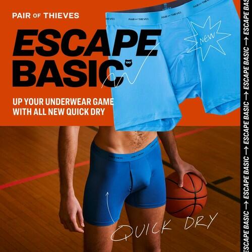Pair of Thieves Men Quick Dry Boxer Briefs | Underwear for Men | 3 Pack | Large