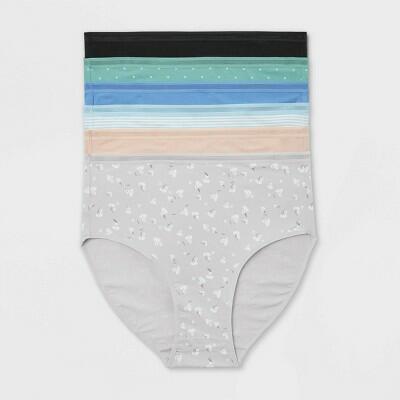 Women's 6pk Cotton Stretch Briefs - Auden™ Assorted Color 3X: Solid & Polka Dots
