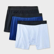 Men's Boxer Briefs 3pk - Dealworthy™ Blue/Black S: Cotton Blend, Mid Rise