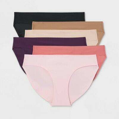 Women's 6pk Bikini Underwear - Auden™ Assorted Color XL: Solid Knit Mid Rise