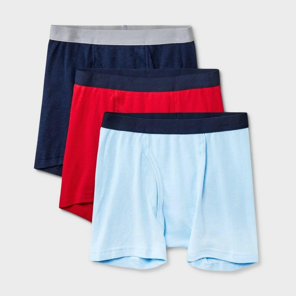 Boys' 3pk Boxer Briefs - Dealworthy™ Red/Blue/Navy Blue S
