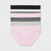 Women's 6pk Seamless Bikini Underwear - Auden™ Assorted Color XL: Solid & Stripe Knit, Pull-On, Lightweight