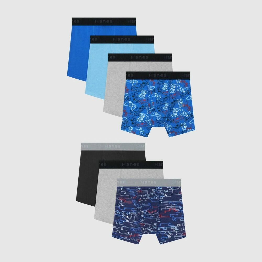 Hanes Boys' Gamer Print 7pk Cotton Stretch Boxer Briefs - XL