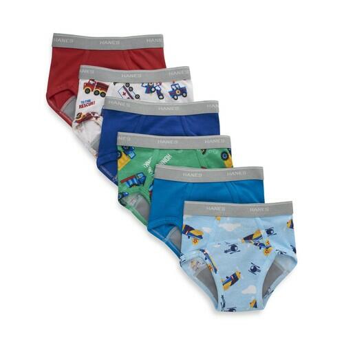 Hanes Toddler Boys Potty Trainer Boxer Briefs, 6-Pack Asst Colors 4T