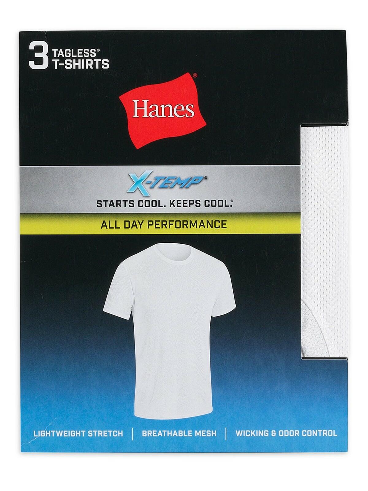 Hanes 3-Pack Men's All Day X-Temp Breathable Mesh  Stretch Crewneck White Small