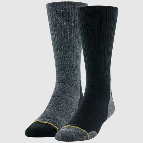 Signature Gold by Goldtoe Men's Crew Boot Socks 2pk - Black/Gray/Charcoal 6-12
