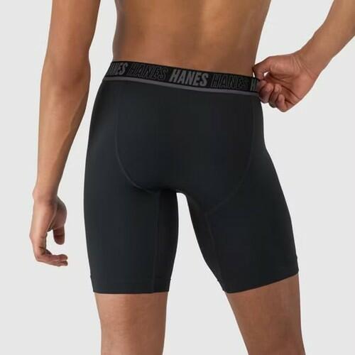 Premium Men's Anti-Chafe X-Temp Long Leg Boxer Briefs 2pk Black/Blue, Small
