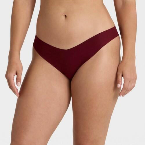 Women's Invisible Edge Cotton Thong Underwear - Auden™ Berry Red