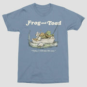 Men's Frog & Toad Fishing Short Sleeve Crew Neck T-Shirt - Light Blue XXL: Cotton-Polyester Blend, Animal Graphic