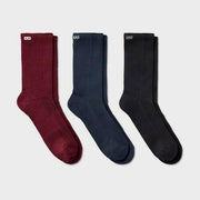 Pair of Thieves Men's Crew Socks 3pk - Black/Navy/Dark Red 6-12