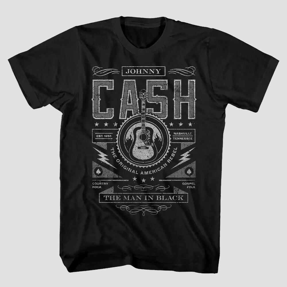 Men's Johnny Cash Short Sleeve Crewneck T-Shirt - Black XXL