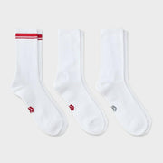 Men's Striped Tonal Varsity 3pk Crew Socks - All In Motion™ Red 6-12