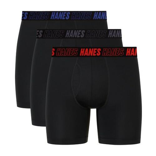 Hanes Men's Performance Boxer Brief, Total Support Long Leg, 3-Pack, 6" Small