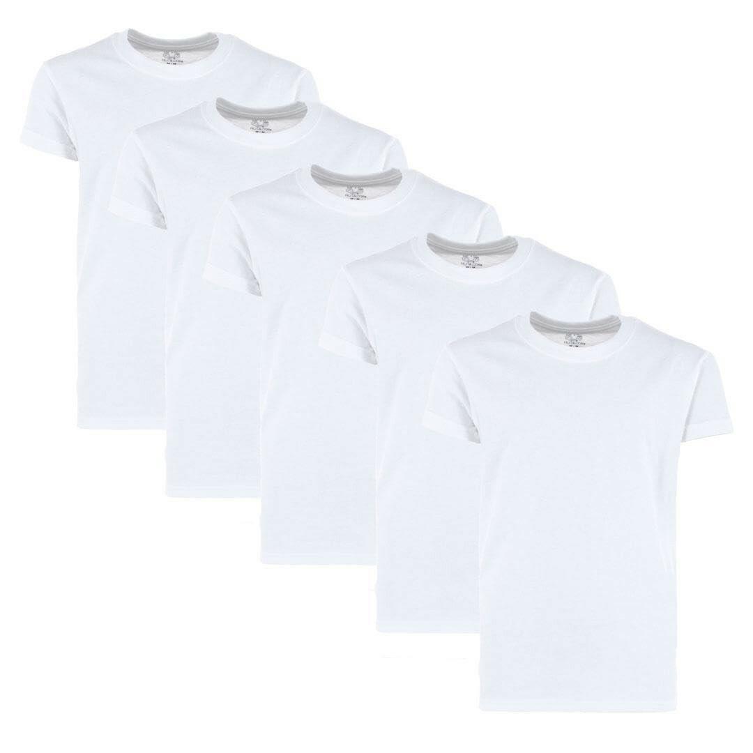 Fruit of the Loom Boys' Crew T-Shirts 5pk - White - XL
