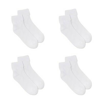 Women's Fruit of the Loom Cotton Comfort 4pk Turn Cuff Ankle Socks - White 4-10