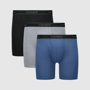 Hanes Premium Men's Cotton Stretch Boxer Briefs - Gray/Blue L