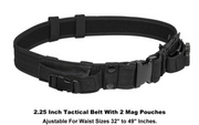 2A4LIFE Black Tactical Belt 2.25" With 2 Mag Pouches & 4 Belt Keepers