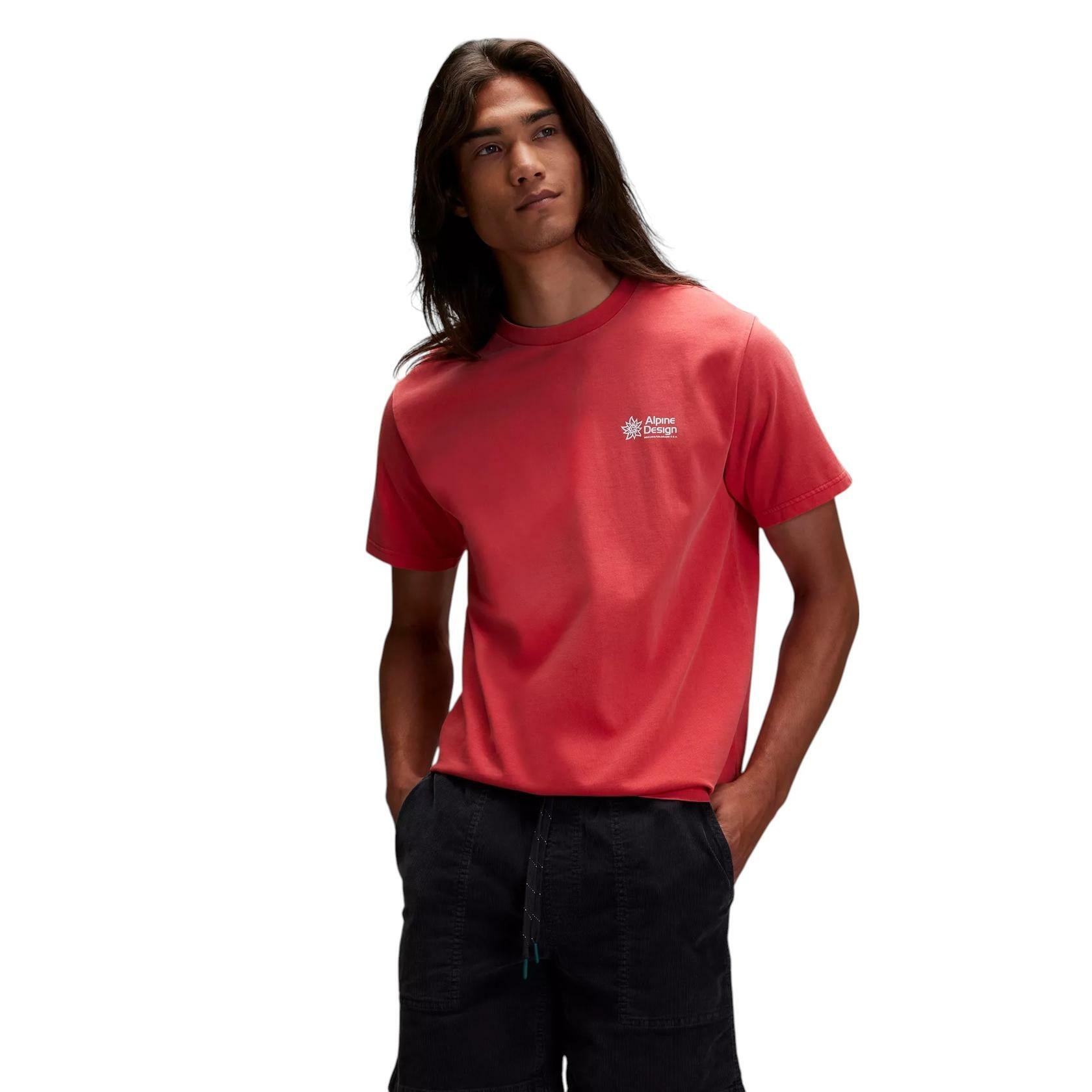 Alpine Design Men's Short Sleeve Graphic T-Shirt, Small, Amaranth Red