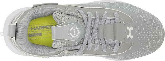 Under Armour Boys Harper 7 Low Juniors Baseball Cleat Gray/Gray/White, 6 No Box