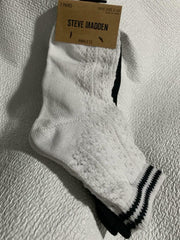 Steve Madden SMSKL1131 2 Pair Black/White Anklets Socks Shoe Sz 5-10
