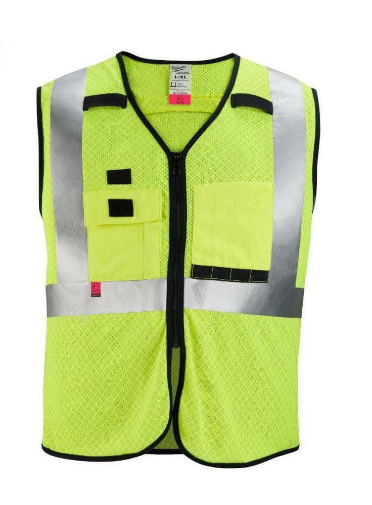 AR/FR CAT. 1 Class 2 High Visibility Yellow Mesh Safety Vest - L/XL
