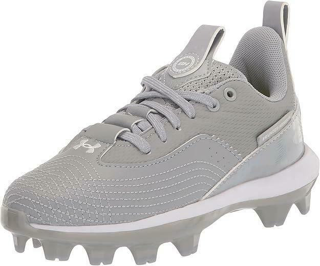 Under Armour Boys Harper 7 Low Juniors Baseball Cleat Gray/Gray/White, 6 No Box