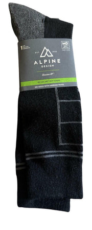 Alpine Design Medium Weight Calf Cut Large Men's 6-10 Boot Sock Merino Wool