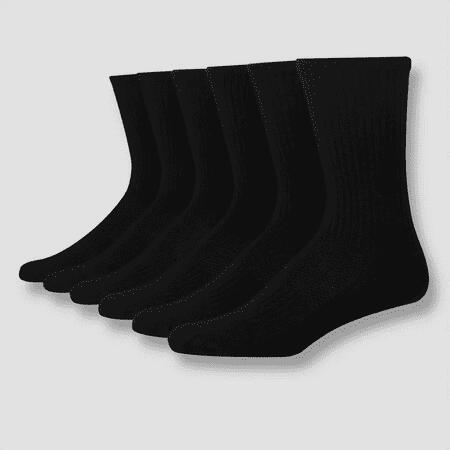 Men's Hanes Premium Performance Cushioned Crew Socks 6pk - Black, 6-12