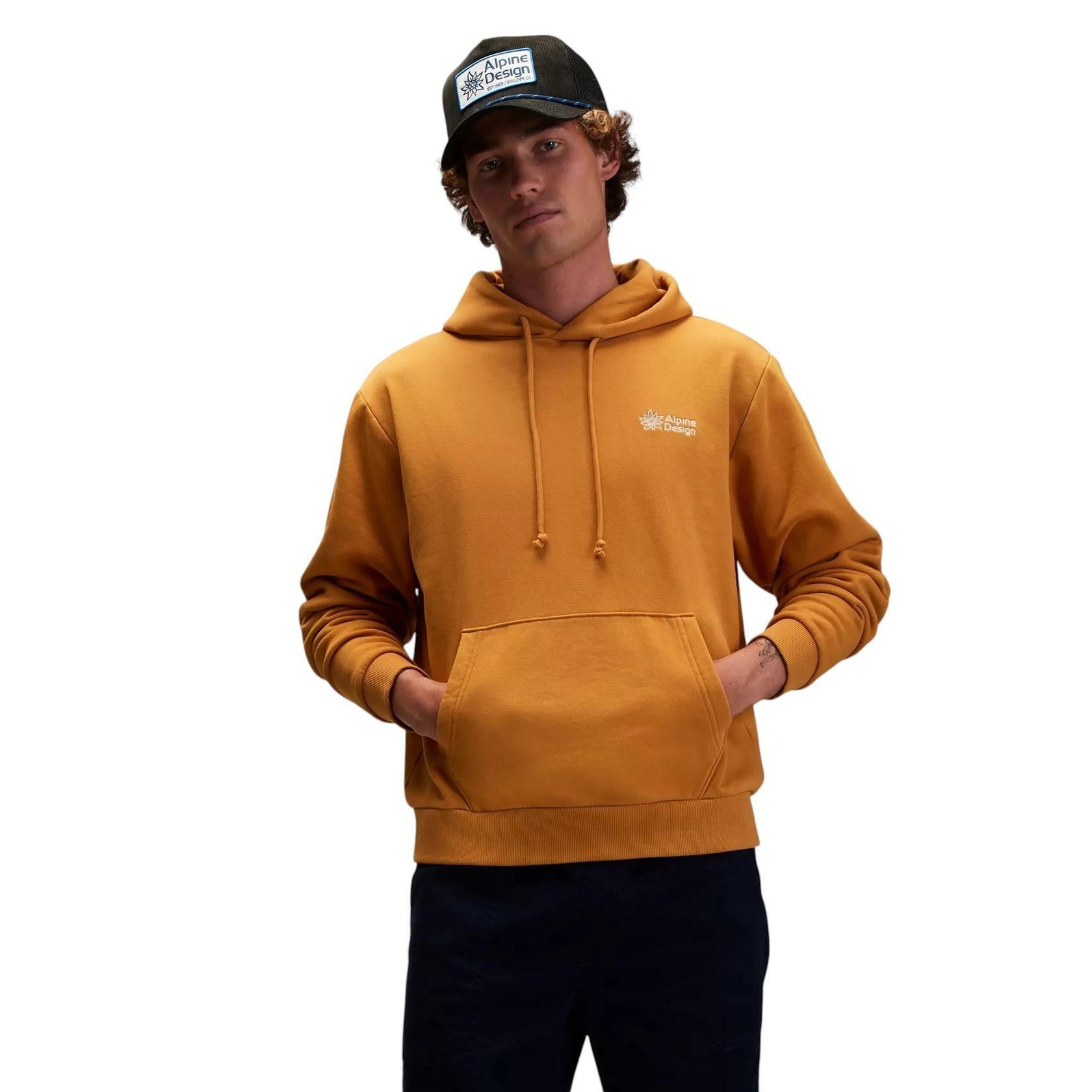 Alpine Design Men's Logo Fleece Hoodie, Large, Golden Honey