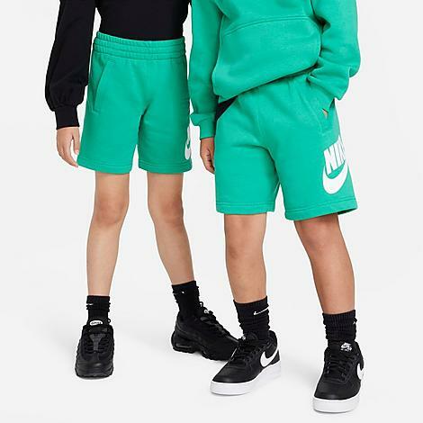 Nike Kids' Sportswear Club Fleece Terry Shorts in Green/Stadium Green Small
