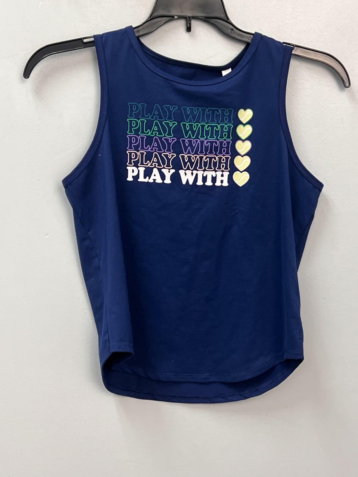 Prince Girl's Navy Blue "Play with Heart" Graphic Tank Top Size Large (14)
