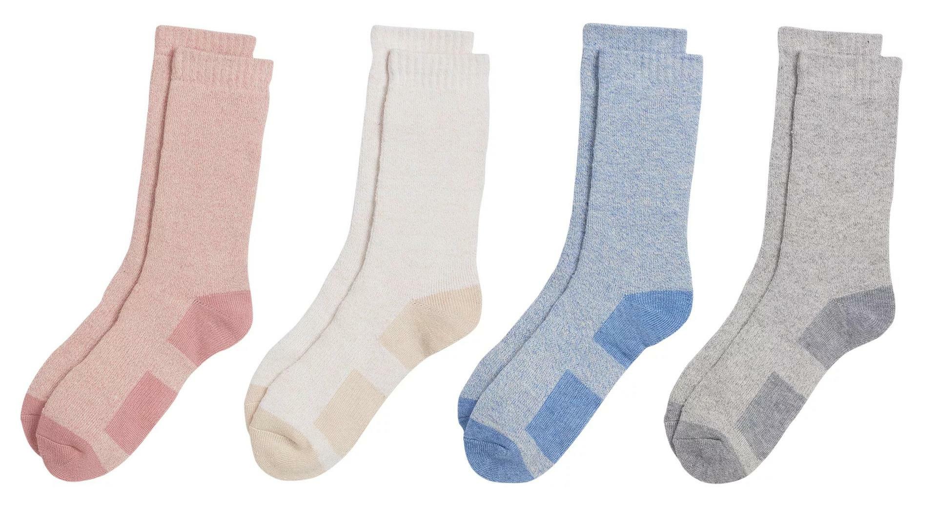 Alpine Design Women's Performance Hiker Crew Socks - 4 Pack, Blue/Multi