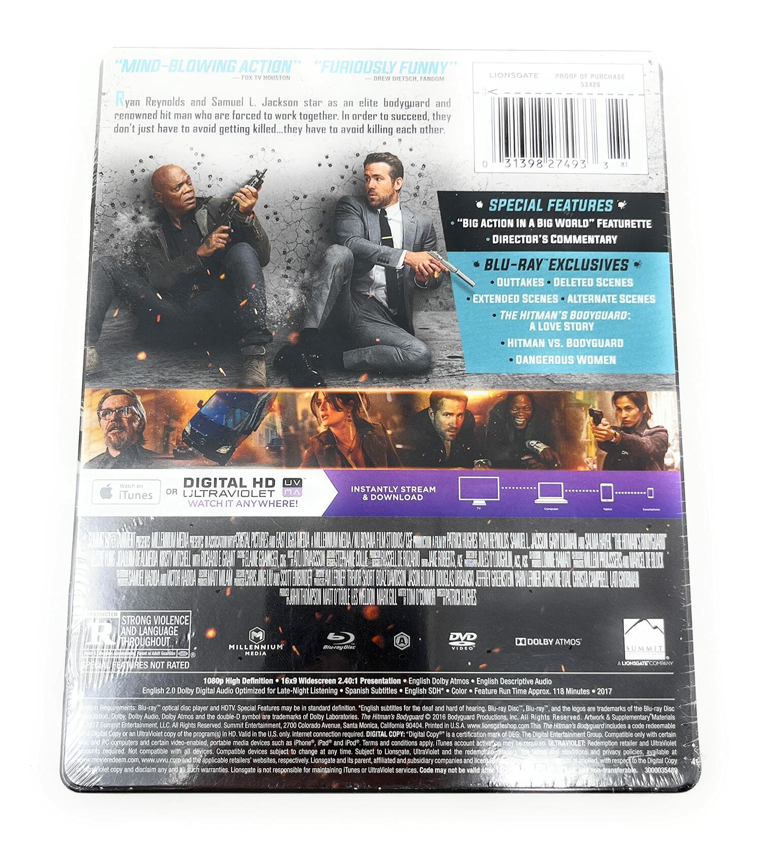 The Hitman's Bodyguard LIMITED EDITION STEELBOOK (Blu-ray + DVD + Digital)