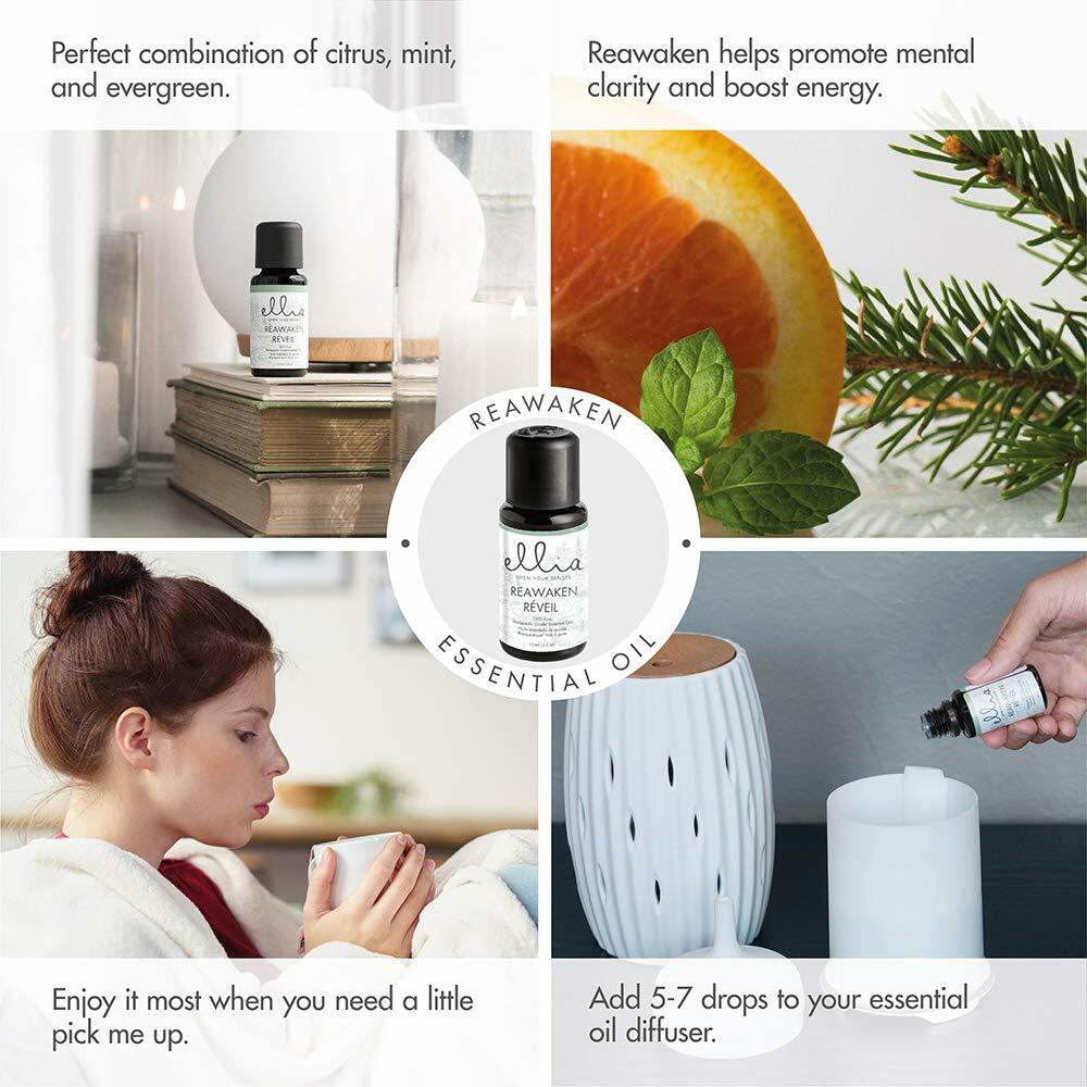 Ellia Diffuser Essential Oil | Reawaken Blend| 15ml 100% Pure, Therapeutic Grade