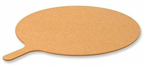 LloydPans Wood Fiber Laminate 18 inch Round Pizza Serving/Cut Board with Handle.