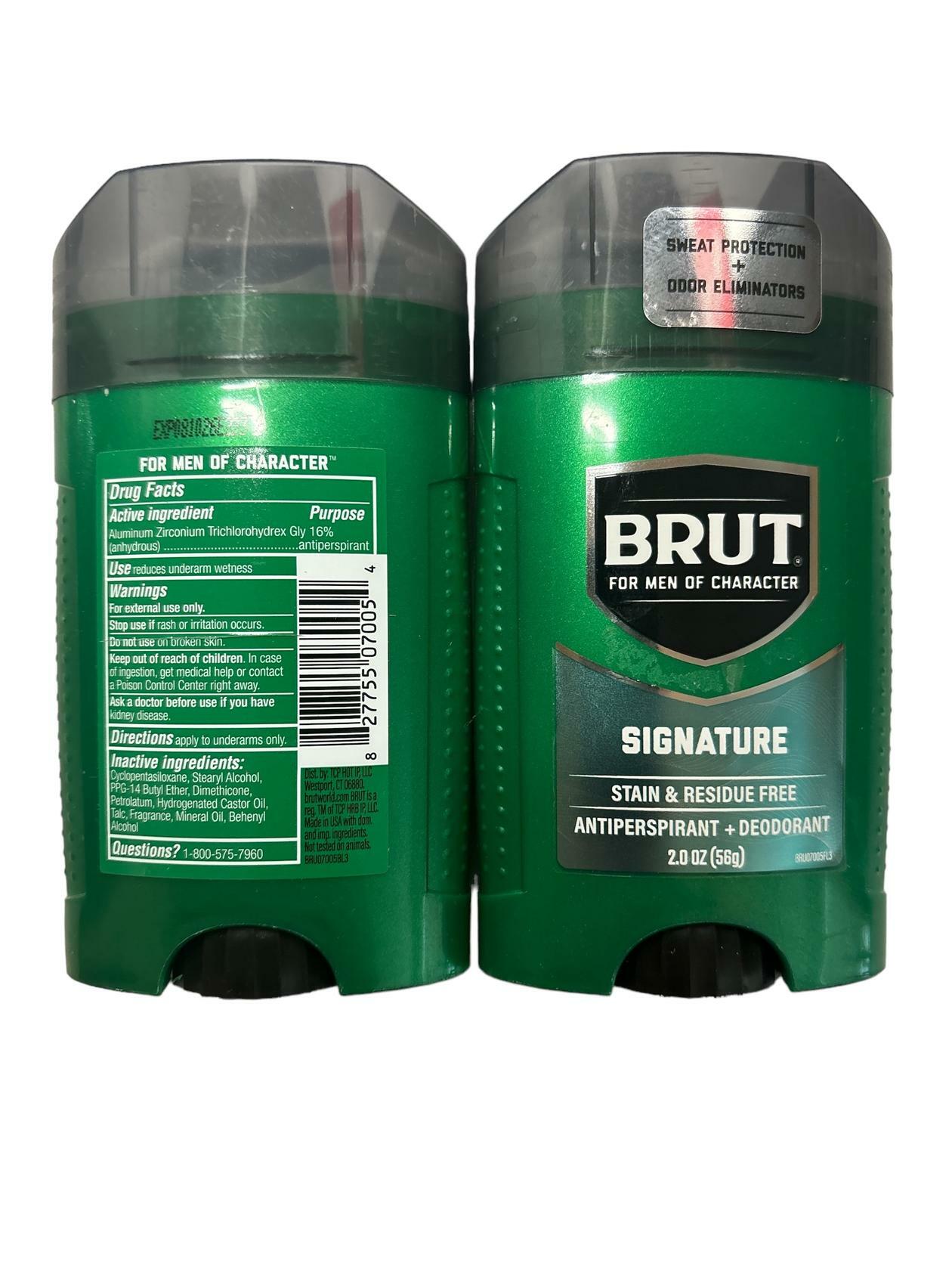 BRUT SIGNATURE by Faberge ANTI-PERSPIRANT DEODORANT STICK 2 OZ (2Pk)