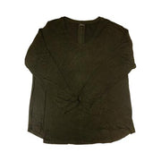 Express Women s Super-Soft Relaxed V-Neck Long Sleeve Tee  EX006373 (Black  L)