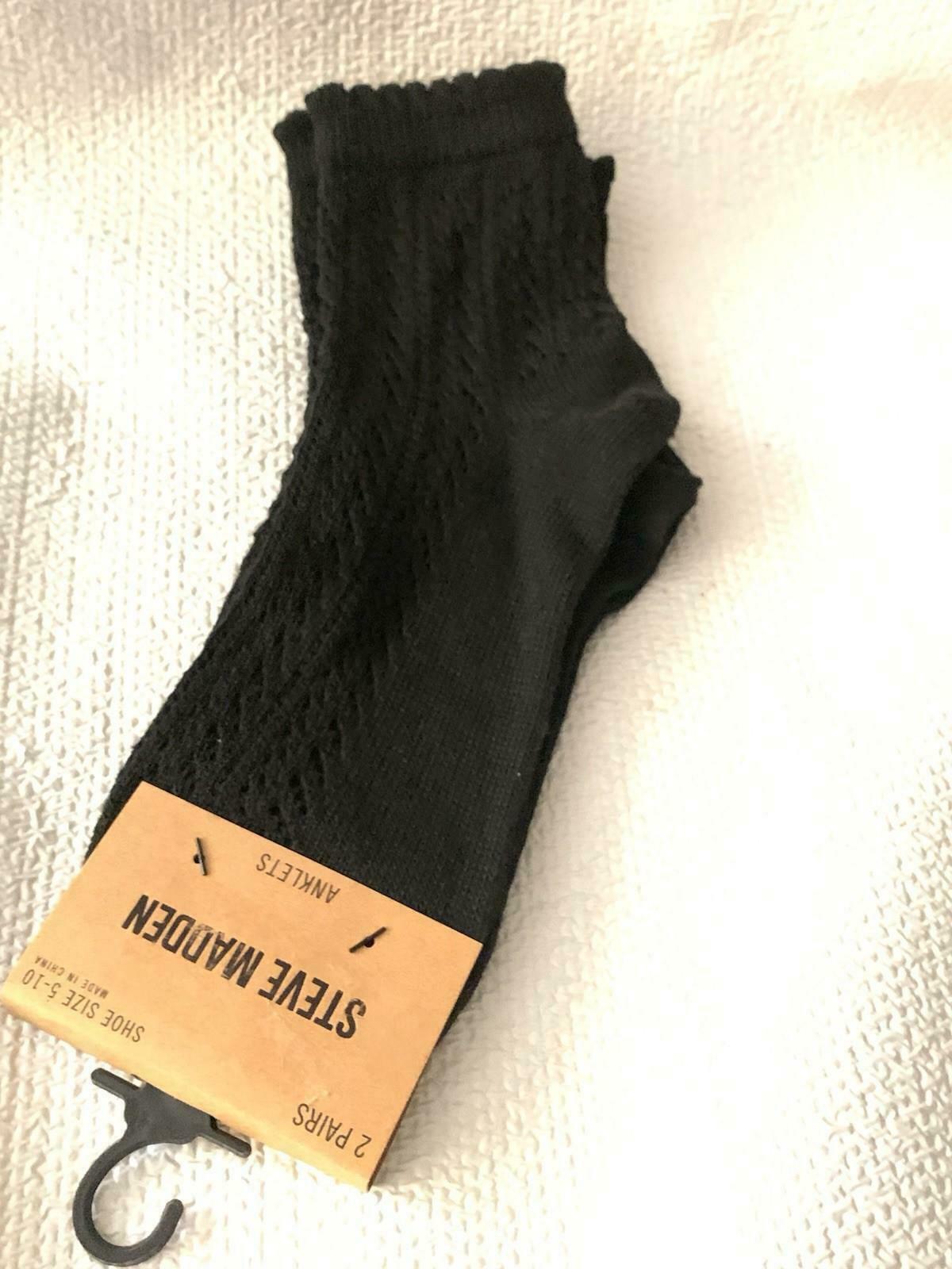 Steve Madden SMSKL1064 2 Pair Black Anklets Socks Shoe Sz 5-10